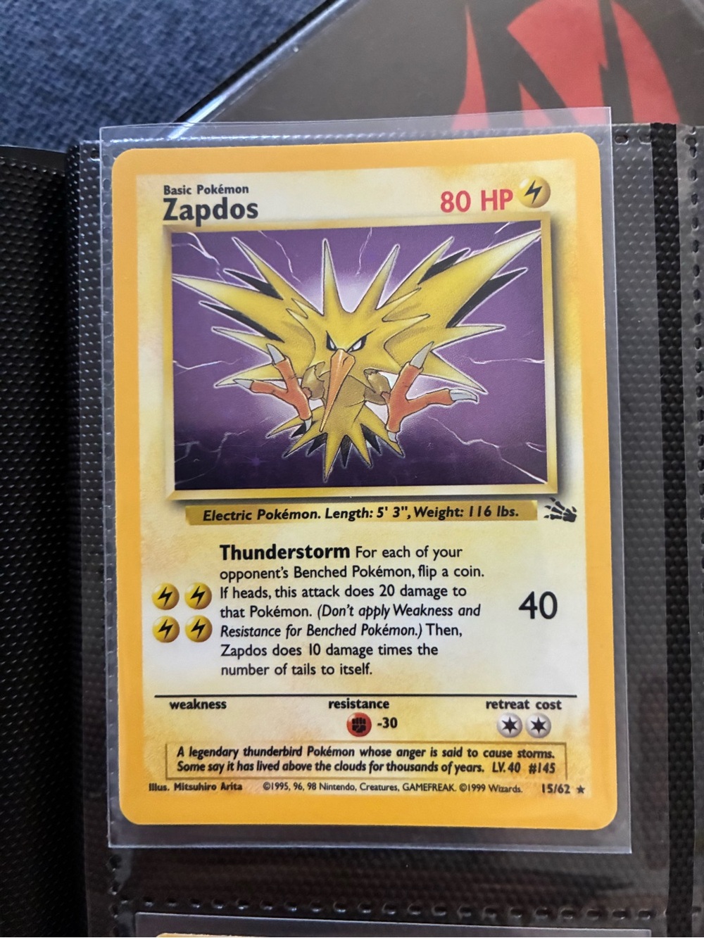 Pokemon Zapdos Trading Card - Yellow, Purple
